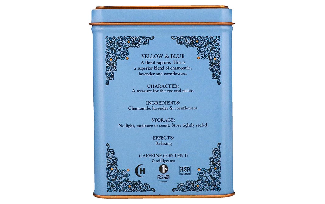 Harney & Sons Yellow & Blue, Caffeine Free Chamomile and Lavender Tea   Tin  20 pcs